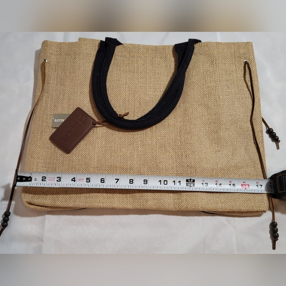 CHICOS Woven Summer Tote Bag Travel Purse NWT Beach Bag Nautical Natural - Picture 7 of 8